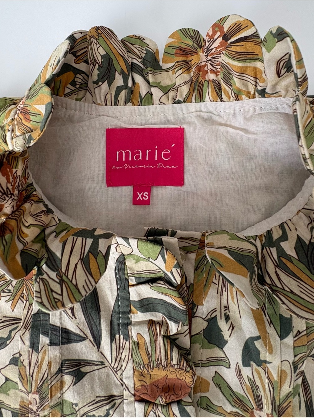 Marie by Victoria Dunn Floral Ruffle Sleeve Top XS Cottagecore - Picture 5 of 7